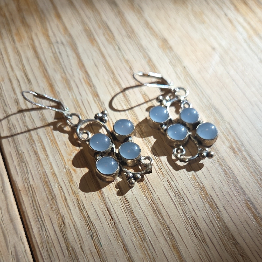 Silver Plate Chalcedony Earrings